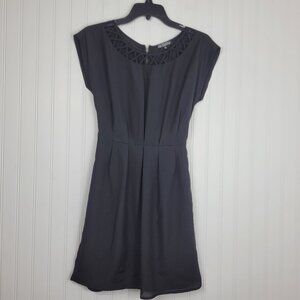 BEBOP Black Cap Sleeve Pleated Mini Dress w Cutout Neckline SZ Small